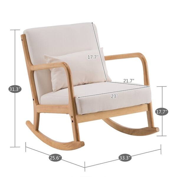 Comfortable Rocking Chair Fabric Oak Sofa Accent Chair Footrest Stool Optional Overstock 31733606