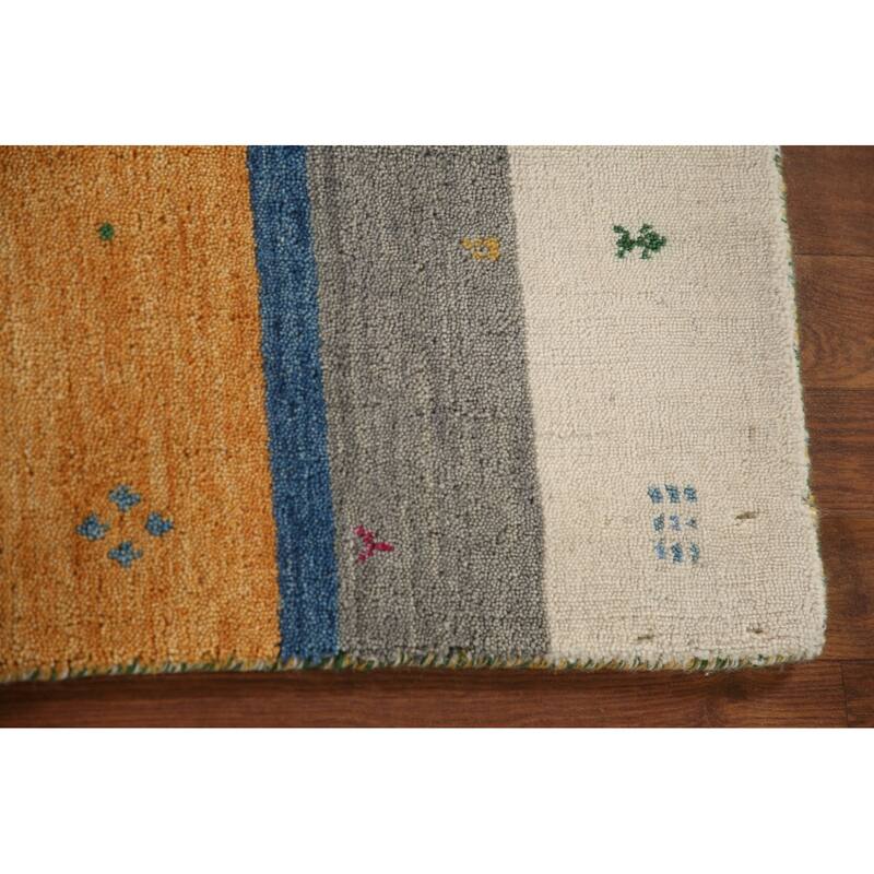 Striped Gabbeh Indian Rug Hand-Knotted Wool Carpet - 2'6"x 4'11"