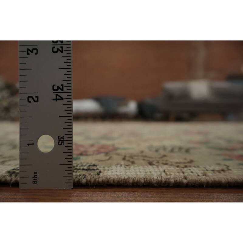 Hand Knotted Oriental 100% Wool Carpet Transitional All-Over Beige & Ivories Anatolian Area Rug - 9' 7'' X 5' 7''