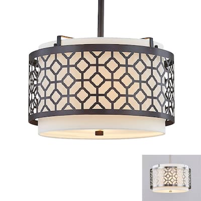 Melrose 2-Light Drum Metal Shade Pendant Light - Brushed Nickel