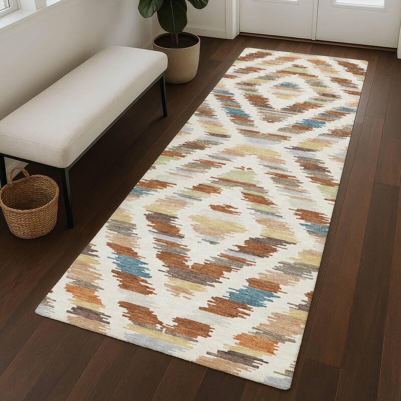 Machine Washable Indoor/ Outdoor Global Diamdon Chantille Rug