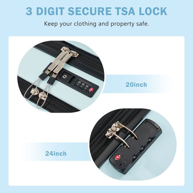 Front Opening Luggage Set 3 Piece,USB Port, Expandable Luggage with Handle Bag Spinner Wheels TSA Lock