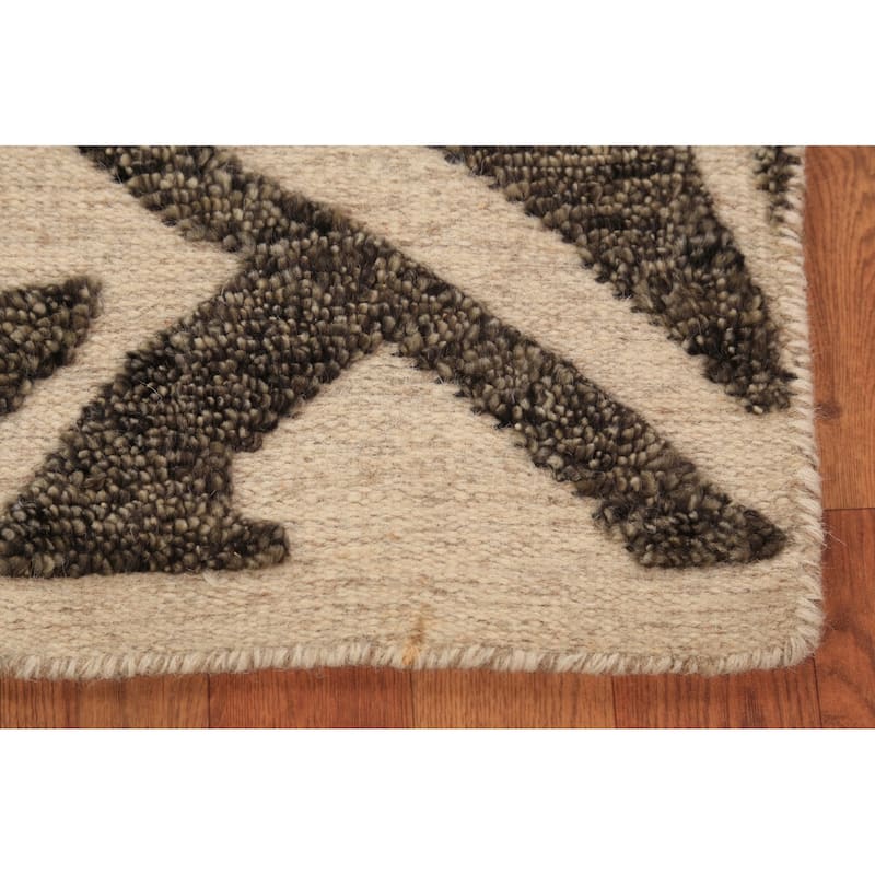 Modern Geometric Moroccan Indian Foyer Rug Handmade Wool Carpet - 2'0"x 3'0"