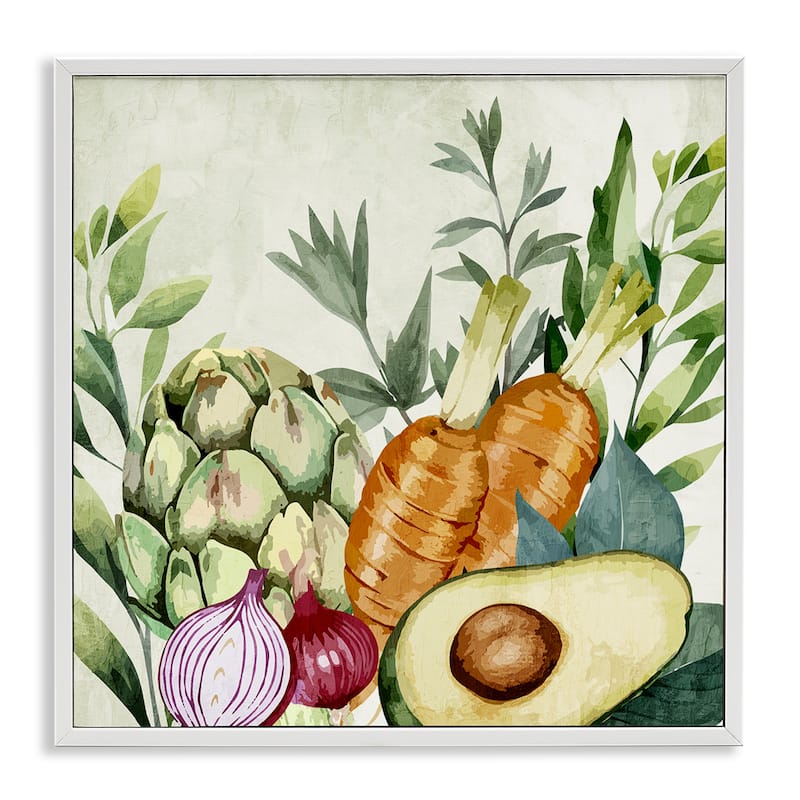 Stupell Organic Vegetable Harvest Framed Giclee Art Design By Kim Allen - 24 x 24 - White