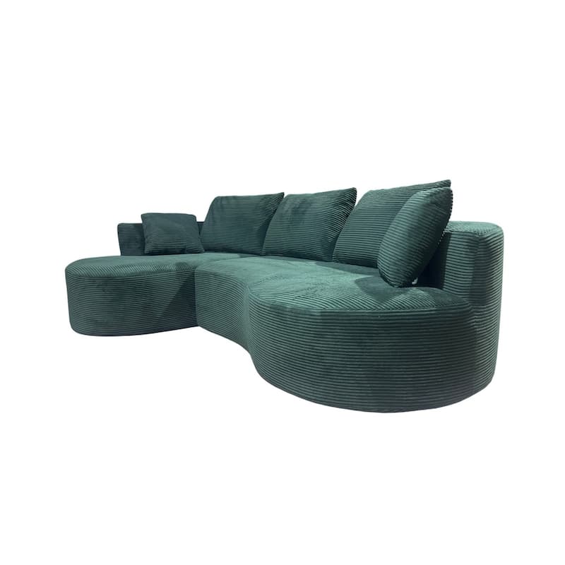 111.55" L-Shaped Corduroy Sectional Sofa, No Assembly Required