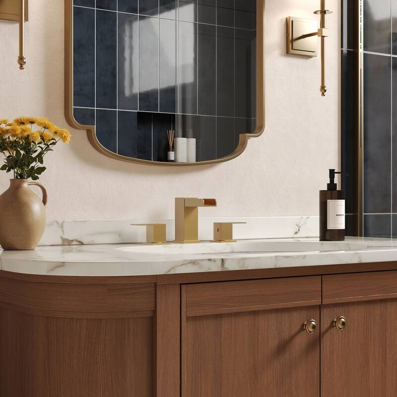 GRANDJOY Widespread 2-Handle LED Waterfall Bathroom Sink Faucet