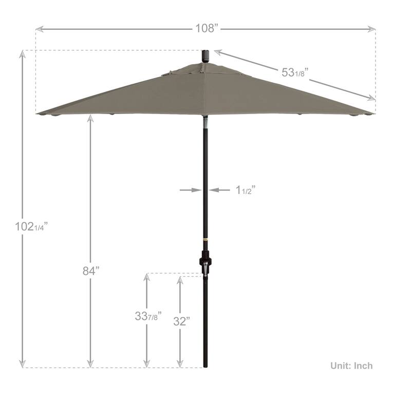 California Umbrella 9' Rd Golden State Series Patio Umbrella Bronze Aluminum Frame Crank Lift Collar Tilt Pacifica Pacific Blue