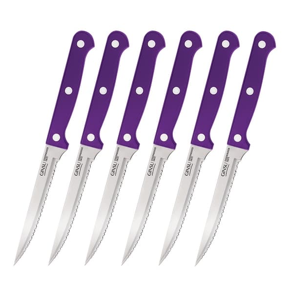 Ginsu Kiso Dishwasher Safe Purple 6 Piece Steak Knife Set Bed Bath & Beyond 34980906