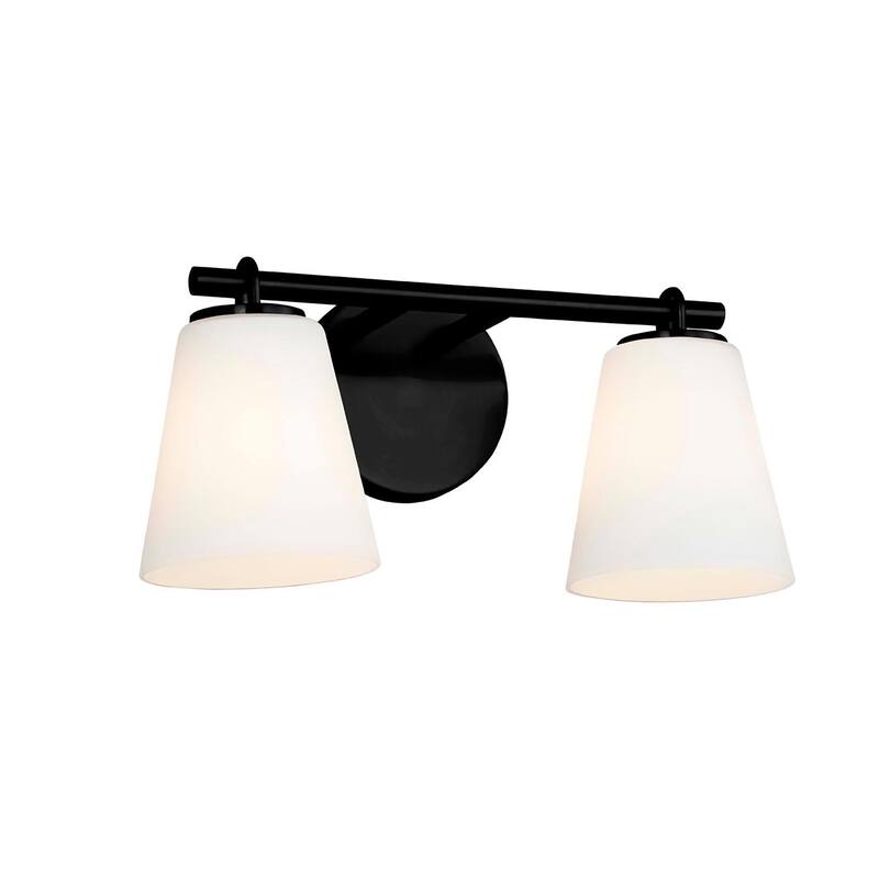 Justice Design Group Alpino 2-Light Bath Bar - Opal Glass - Matte Black/Opal Glass