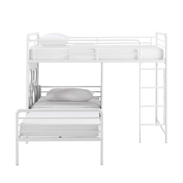 slide 2 of 6, Modern Geo Cutout Colorful Twin L-Shaped Bunk Bed White+Cool