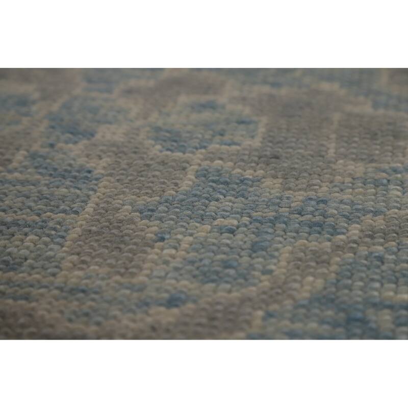 Hand Knotted Oriental 100% Wool Carpet Transitional All-Over Navy Blue & Blues Oushak Area Rug - 17' 7'' X 13' 6''