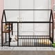 preview thumbnail 10 of 34, Metal House Bed Frame, Kids Montessori Bed Floor Bed with Side Desk, Power Outlets and USB Ports Black - Full