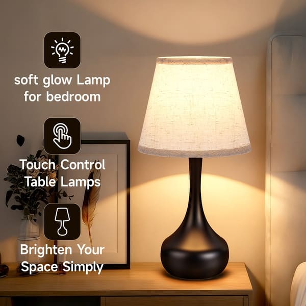 Boho Touch Control Table Lamp Set Of 2 – 3-Way Dimmable Rattan & Linen Shade, USB-C + USB-A Charging, Phone Holder, LED Bulbs Included
