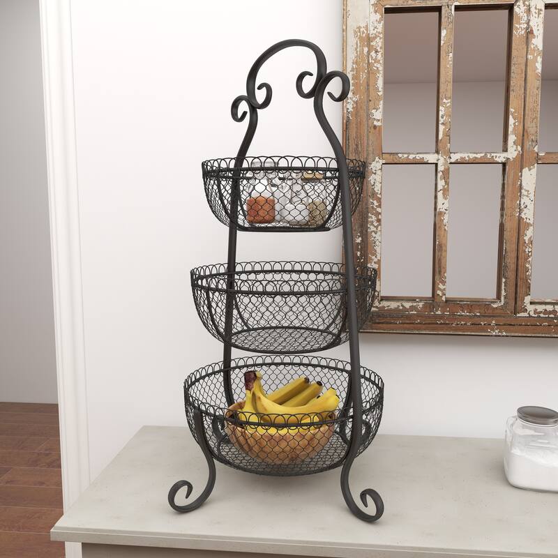 Black Metal Decorative Tiered Server