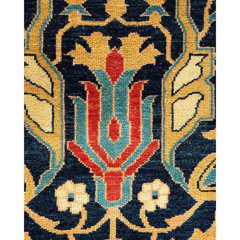 Overton Handknotted Wool Vintage Inspired Contemporary Eclectic Beige Area Rug - 15' 10" x 11' 10"