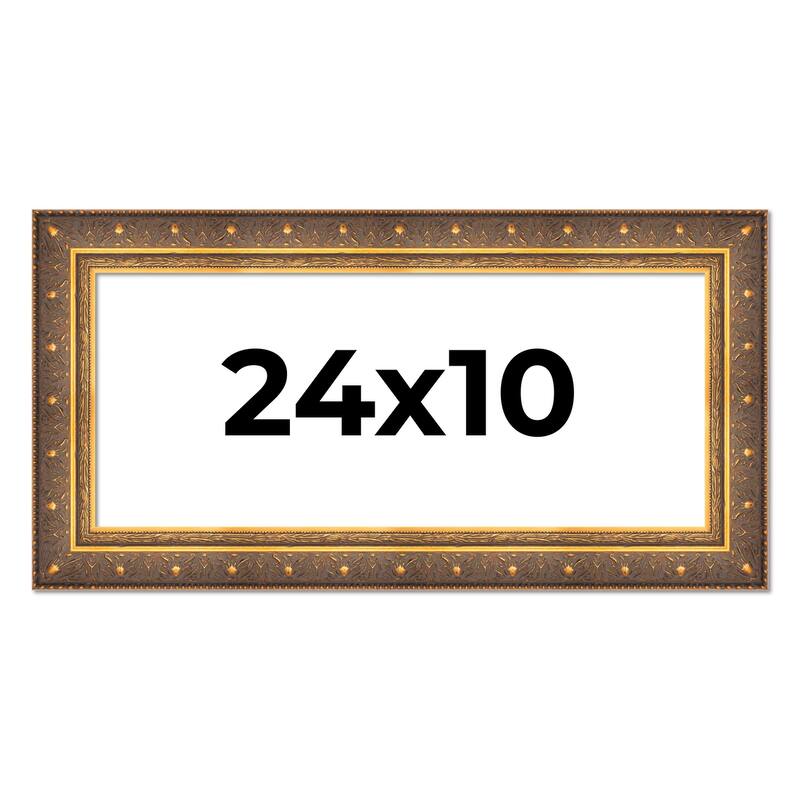 24x10 Frame Vintage Gold Solid Wood Picture Frame | 2.5 Inch Moulding