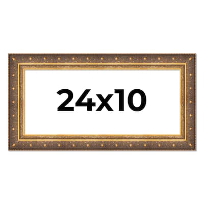 24x10 Frame Vintage Gold Solid Wood Picture Frame | 2.5 Inch Moulding