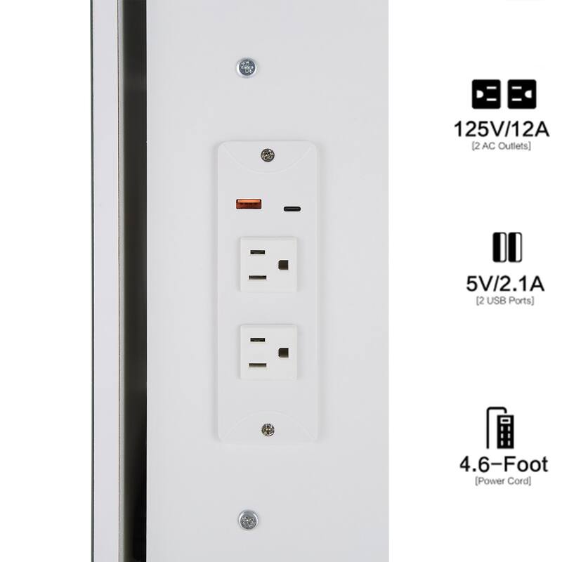 37" Middle Size Left Bedside Cabinet Vanity Table + Cushioned Stool Dresser Set, Large Touch Control LED Sliding Mirror