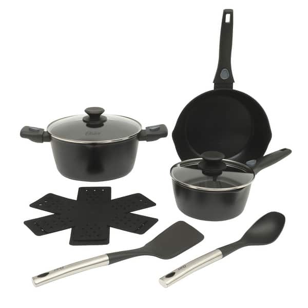 slide 2 of 40, Oster SmartHandle Advance 13-Piece or 18-Piece Nonstick Cookware Set With Utensils & Pan Protectors Black/Black