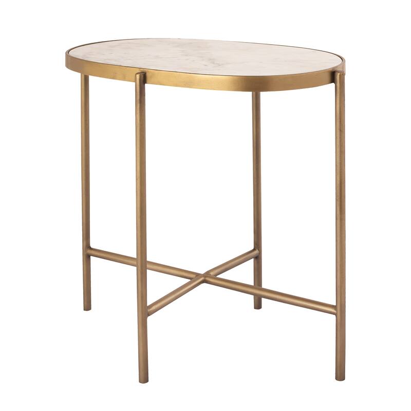 Elk Home Harlowe White Stone 19 Inch Wide Accent Table