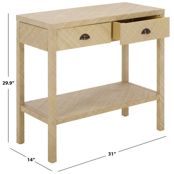 dimension image slide 2 of 3, SAFAVIEH Asa 2-Drawer 1-Shelf Console Table - 31" W x 14" D x 30" H
