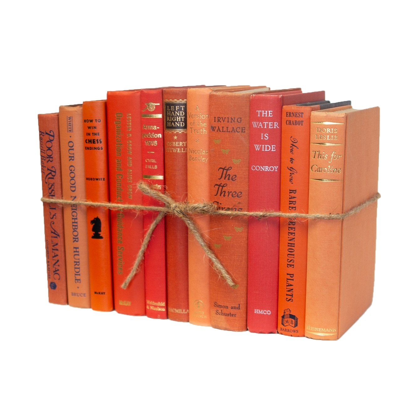 Decorative Books - Vintage Citrus Book Bundle - 1 Foot of Orange Books