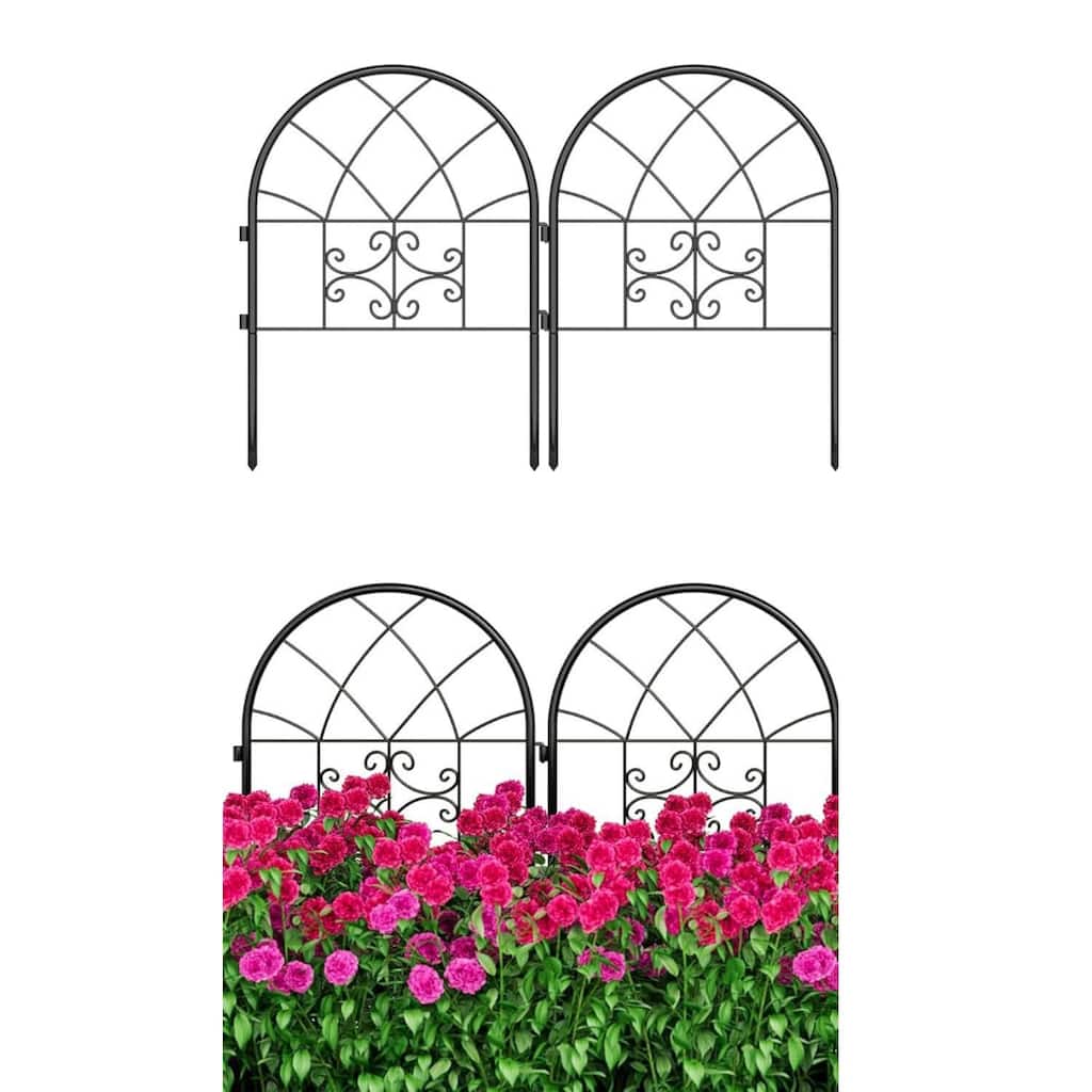 4 Panel Rustproof No Dig Garden Fence for Yard Decor, Pet Barrier