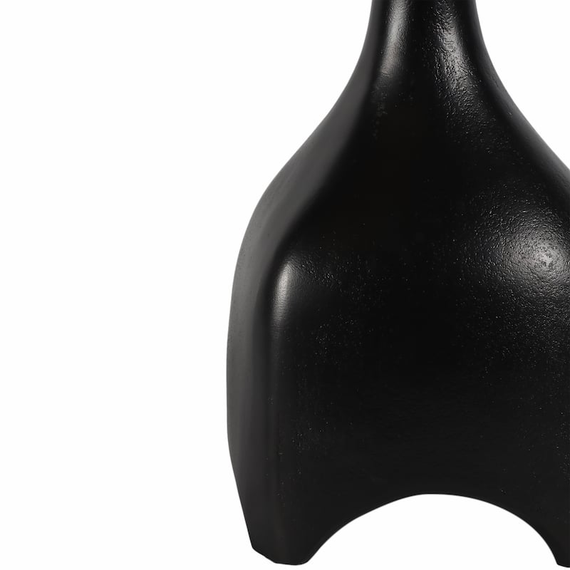 Curved Marble Top with Metal Base End Table - Black, 21 in.