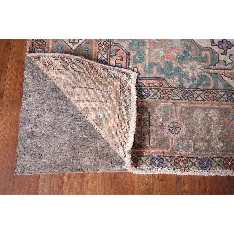 Geometric Pink Tabriz Persian Vintage Area Rug Handmade Wool Carpet - 9'6"x 12'6"