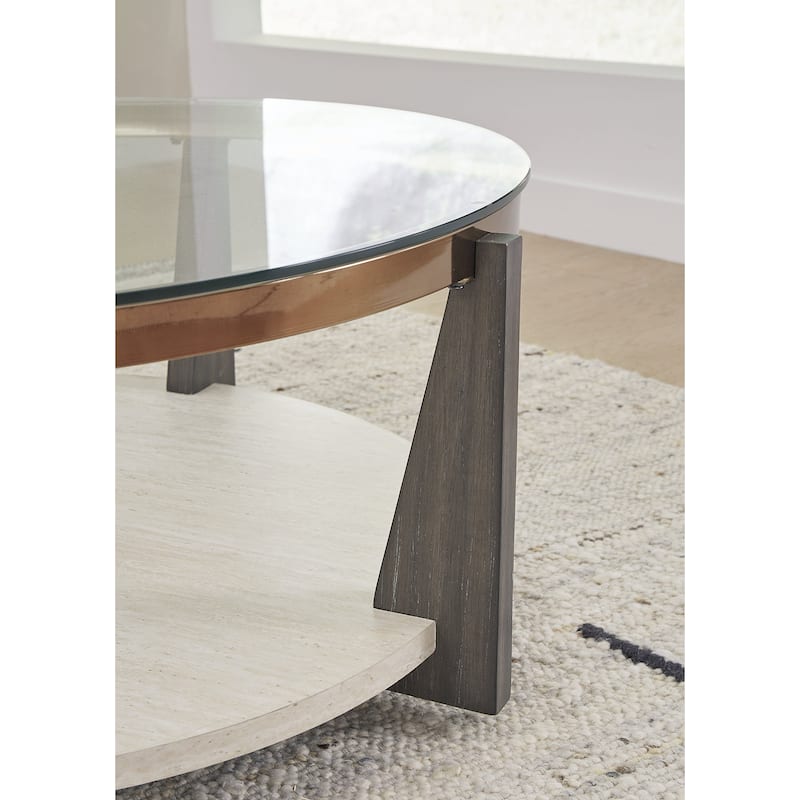 Signature Design by Ashley Frazwa Brown/Beige Coffee Table - 42"W x 42"D x 17"H