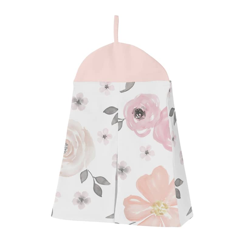 Sweet Jojo Designs Pink, Grey & White Shabby Chic Watercolor Floral Collection Baby Girl 4-piece Bumperless Crib Bedding Set