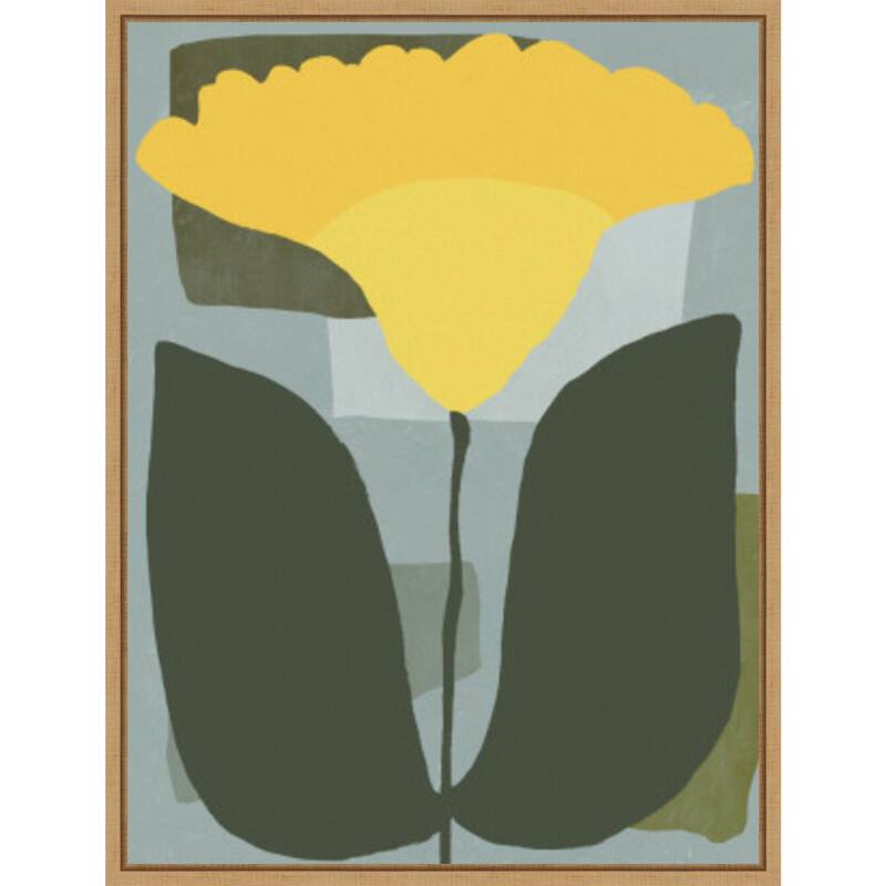 Big yellow bloom by Little Dean Framed Canvas Wall Art Print - Sylvie Maple