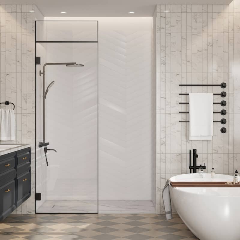 SMC Alcove Shower Pan Base with Reversible Drain, Low Profile, Wheelchair Access, Slip-Resistant, cUPC Certified