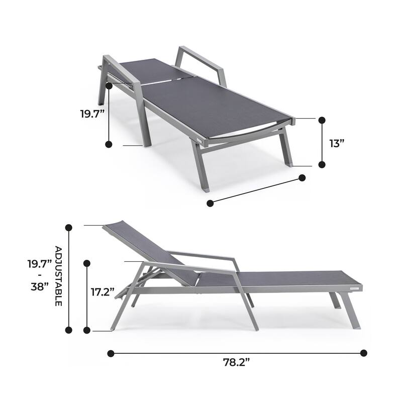 Marlin Aluminum Outdoor Chaise Lounge with Rust-Resistant, 4-Position Adjustable Recliner and Breathable Mesh Sling