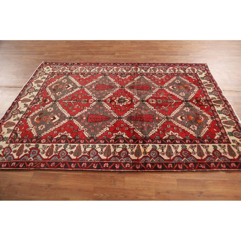 Red Bakhtiari Persian Area Rug Hand-Knotted Wool Carpet - 4'11" x 7'1"