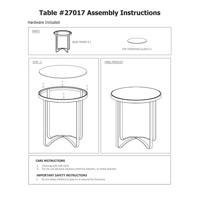 Round Metal Side Table - 24.5H x 20D x 20W