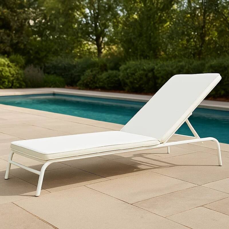 Pina Outdoor Cushion for Lounge Chaise, 79 Inch, Plush White Fabric