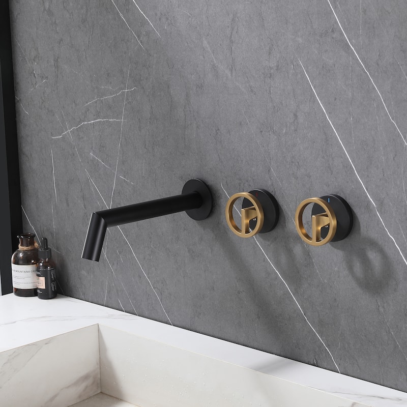 Solid Brass Single Handle Or Double Handle Wall Mounted Bathroom Faucet