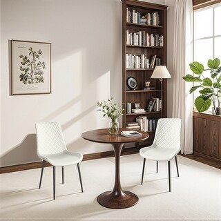 White PU Leather Dining Chair Set with Metal Legs for Various Living ...