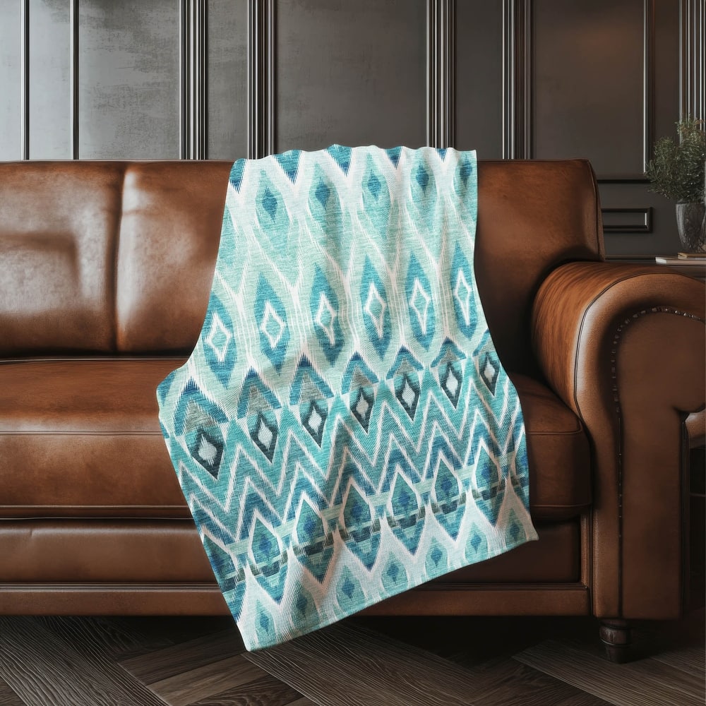 Premium Machine Washable Boho Global Sherpa Throw Blanket