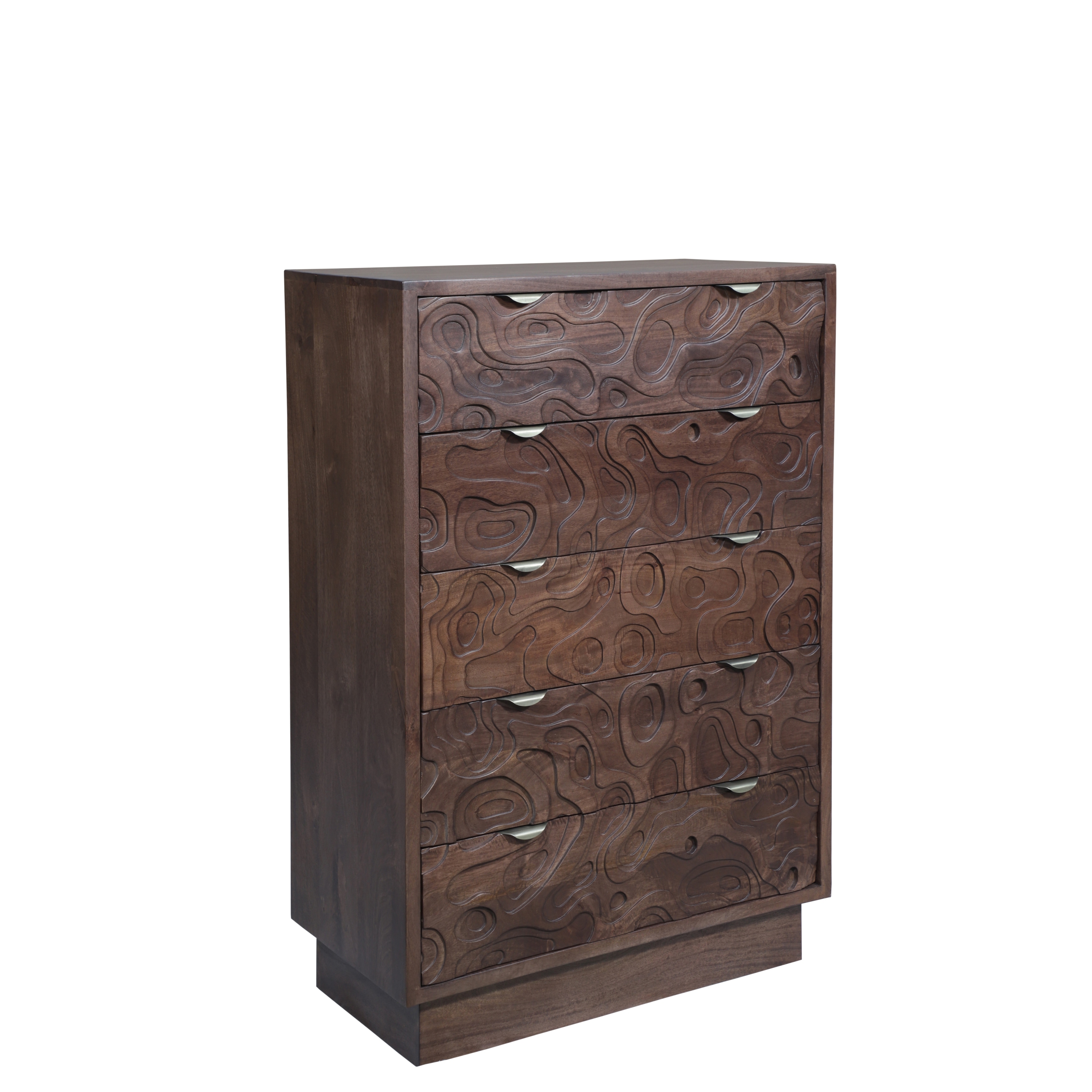Solid Wood Carved Bedroom Chest with 5 Drawers