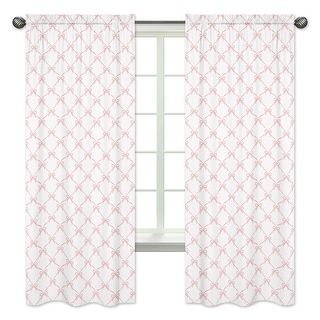 Sweet Jojo Designs Pink Bows Girl 84in Window Treatment Curtain Panel Drapes Pair - for Ballerina Ballet Princess Collection