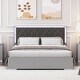 preview thumbnail 12 of 14, Elegant Queen Platform Bed with LED Lights, Velvet Headboard, and Sturdy Frame