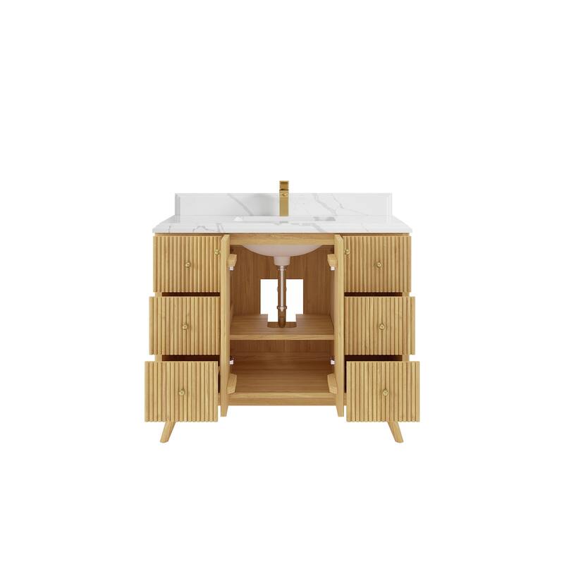 Willow Collections 42 in. W x 22 in. D Pasadena Solid TeakSingle Sink Bathroom Vanity with Countertop