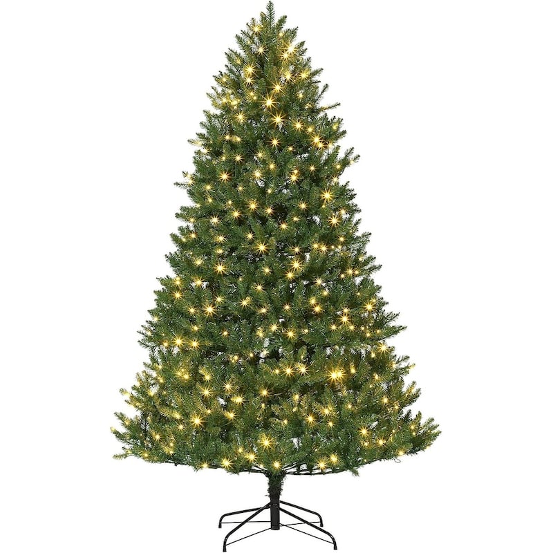 4.5Ft Artificial Christmas Tree with 1000 Branch Tips Easy Foldable Stand Sturdy Metal Frame - N/A - Green
