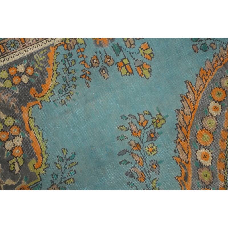 Hand Knotted Oriental 100% Wool Carpet Traditional Floral Navy Blue & Blues Tabriz Area Rug - 12' 3'' X 9' 4''