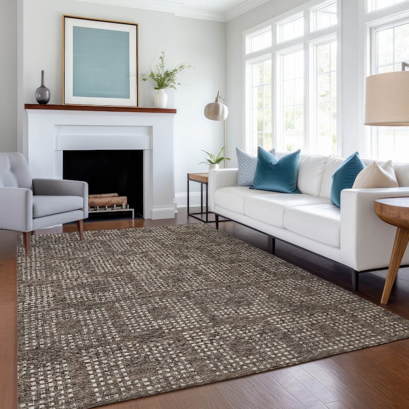 Premium Washable Super Soft Modern Houndstooth Mayfield Rug - Brown - 2' 6" x 3' 10" - Rectangle