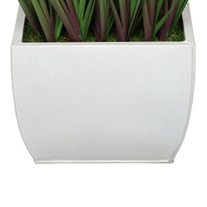 Faux PVC Grass in Medium Rectangle Zinc Vase