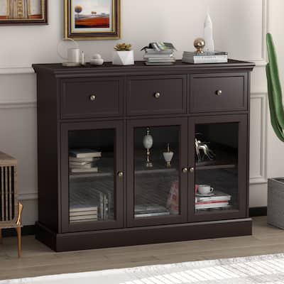 Kerrogee Display Cabinet w/ 3 Acrylic glass Door, Storage Buffet - 47.2"L x 15.7"W x 39.4"H