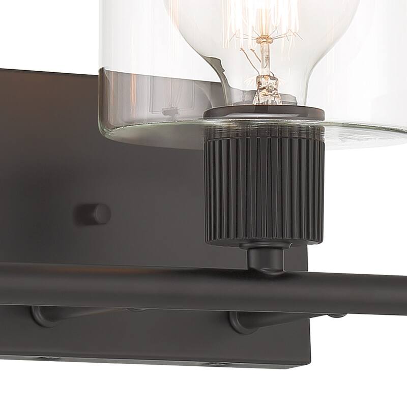 Vibrato 24 in. 3-Light Matte Black Transitional Vanity Light with Clear Glass Shades